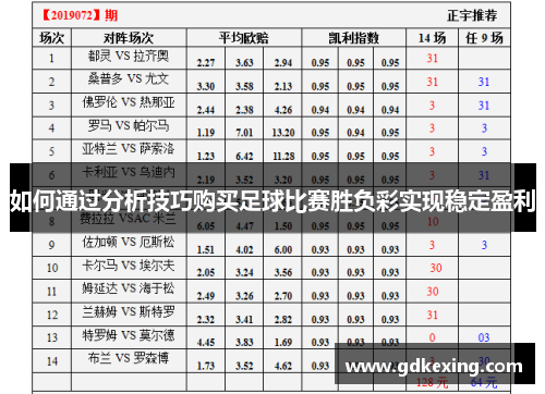 如何通过分析技巧购买足球比赛胜负彩实现稳定盈利